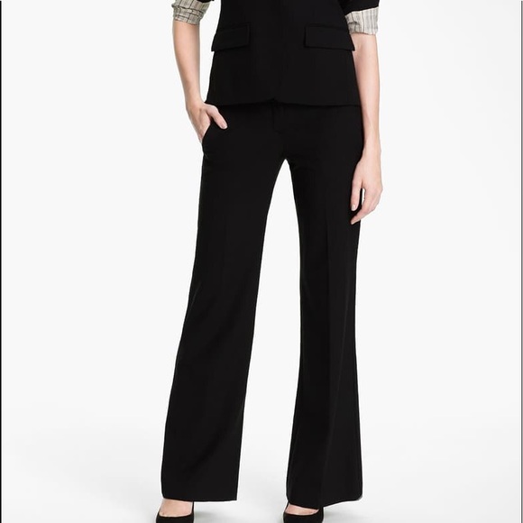 Theory Pants - NWT Theory Black Satin Wide Leg Mid Rise Pants 6